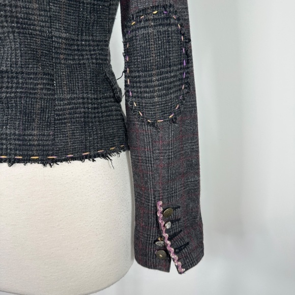 WET SEAL Y2K PLAID COTTON BLAZER JACKET Womens S Button Preppy Academia Girl - Picture 11 of 15